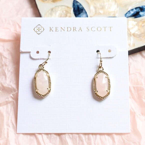 Kendra Scott - Lee Rose Quartz Drop Earrings Gold - Picture 1 of 2